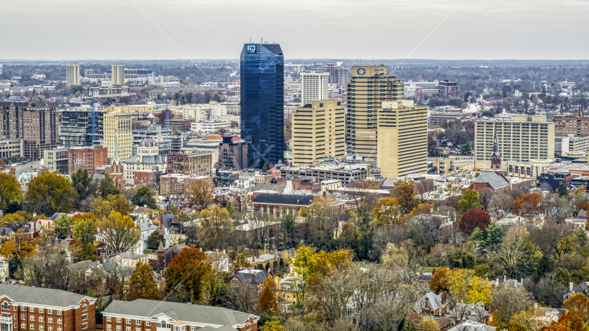 A view of the city's skyline in Downtown Lexington, Kentucky Aerial Stock Photo DXP001_099_0004 | Axiom Images