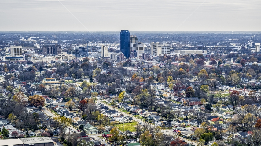 City skyline seen from neighborhoods, Downtown Lexington, Kentucky Aerial Stock Photo DXP001_099_0011 | Axiom Images