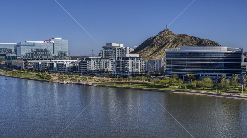 A waterfront condominium complex in Tempe, Arizona Aerial Stock Photo DXP002_142_0003 | Axiom Images