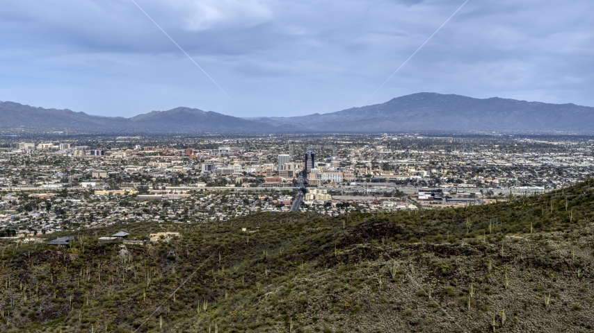 A view of the city of Tucson seen from Sentinel Peak, Arizona Aerial Stock Photo DXP002_145_0003 | Axiom Images