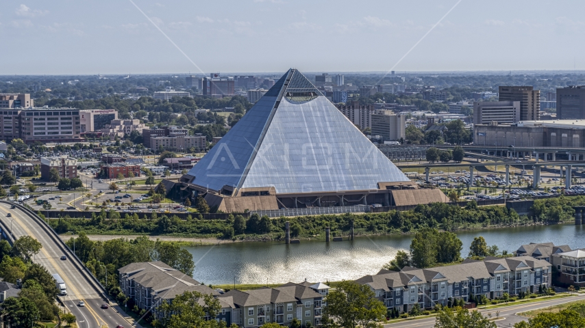 The Memphis Pyramid in Downtown Memphis, Tennessee Aerial Stock Photo DXP002_177_0004 | Axiom Images