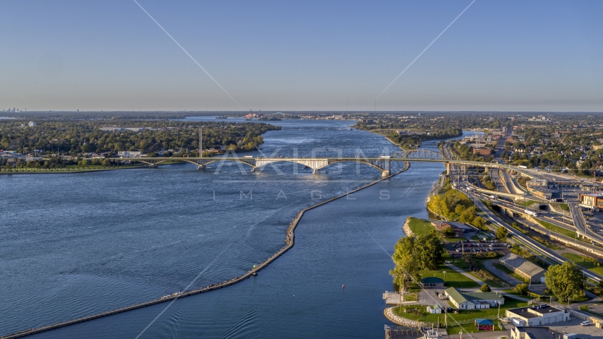 The Peace Bridge in Buffalo, New York Aerial Stock Photo DXP002_203_0003 | Axiom Images