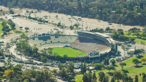 AX0159_087.0000171 - Aerial stock photo of The Rose Bowl Stadium in Pasadena, California