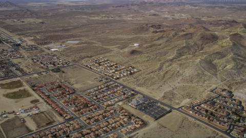 AX06_100.0000180 - Aerial stock photo of A view of desert residential neighborhoods in Rosamond, California