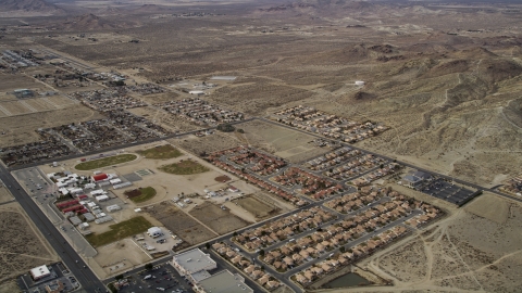 AX06_101.0000002 - Aerial stock photo of Small desert neighborhoods in Rosamond, California