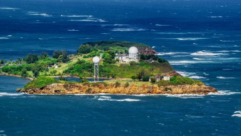 AX101_027.0000000F - Aerial stock photo of Punta Salinas Radar Site in Toa Baja, Puerto Rico