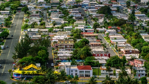 AX101_230.0000214F - Aerial stock photo of A residential neighborhood in Toa Baja, Puerto Rico 