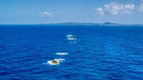AX102_099.0000000F - Aerial stock photo of Tiny islands in sapphire blue ocean water, Culebra, Puerto Rico
