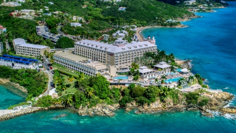 AX102_233.0000000F - Aerial stock photo of Marriott's Frenchman's Cove on the Caribbean island of St Thomas, the US Virgin Islands 