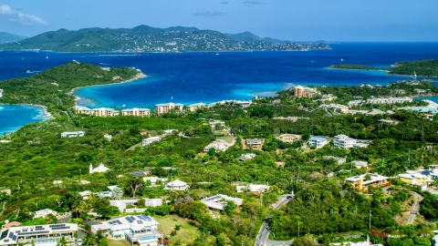 AX102_242.0000000F - Aerial stock photo of The Ritz-Carlton resort overlooking Turquoise Bay, St Thomas, the US Virgin Islands 
