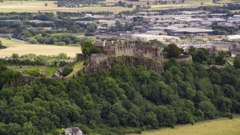 AX109_021.0000000F - Aerial stock photo of Iconic Stirling Castle on a hill in Scotland