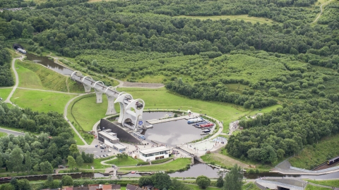 AX109_138.0000000F - Aerial stock photo of The Falkirk Wheel in Scotland