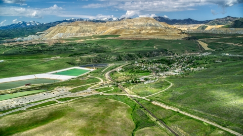 AX130_029_0000001 - Copperton and Bingham Canyon Mine, Copperton Utah Aerial Stock Photo