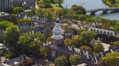 AX142_084.0000201 - Aerial stock photo of Lowell House at Harvard University in Cambridge, Massachusetts