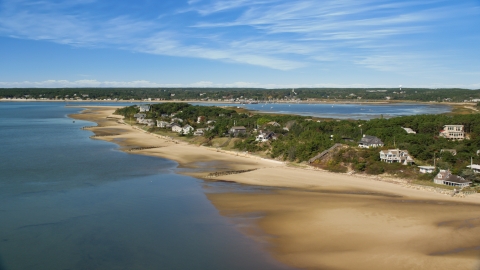 AX143_193.0000238 - Aerial stock photo of Beachfront homes overlooking Chipman's Cove in Wellfleet, Massachusetts