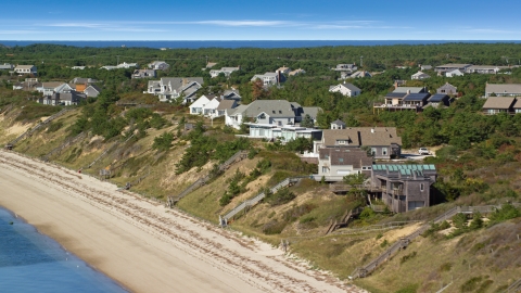 AX143_212.0000000 - Aerial stock photo of Homes with ocean views in Cape Cod, Truro, Massachusetts