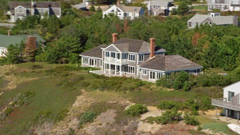 AX143_213.0000245 - Aerial stock photo of A beautiful home on Cape Cod, Truro, Massachusetts