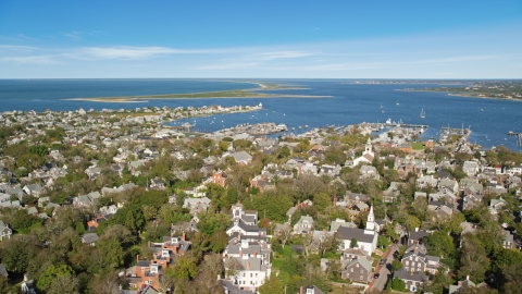 AX144_096.0000000 - Aerial stock photo of A small coastal community by Nantucket Harbor, Nantucket, Massachusetts