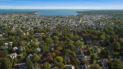 AX144_202.0000000 - Aerial stock photo of The coastal community of New Bedford, Massachusetts