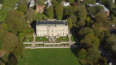 AX144_245.0000076 - Aerial stock photo of The Elms, a historic mansion located in Newport, Rhode Island