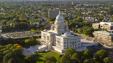 AX145_038.0000145 - Aerial stock photo of A view of the Rhode Island State House, Providence, Rhode Island
