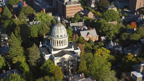 AX145_068.0000194 - Aerial stock photo of The dome of the First Church of Christ Scientist, Providence, Rhode Island