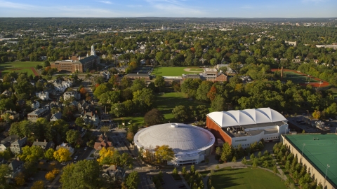 AX145_073.0000000 - Aerial stock photo of Brown University and the Pizzitola Sports Center in Providence, Rhode Island