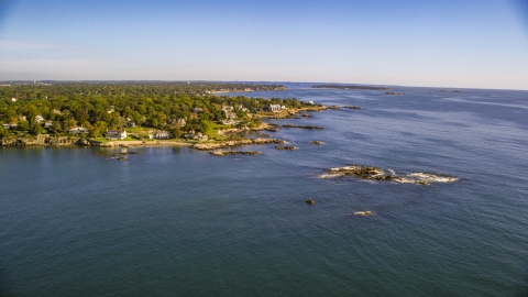 AX147_019.0000153 - Aerial stock photo of A coastal community along Massachusetts Bay and Atlantic Ocean, Swampscott, Massachusetts