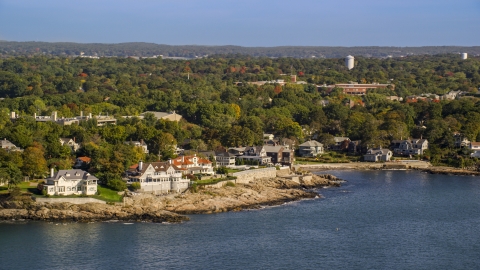 AX147_022.0000052 - Aerial stock photo of Mansions along the coast in Marblehead, Massachusetts
