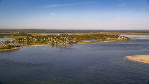 AX147_150.0000304 - Aerial stock photo of A coastal town in autumn, Ipswich, Massachusetts