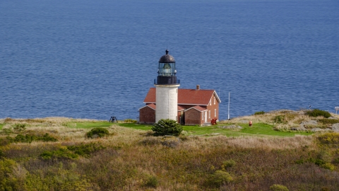 AX147_392.0000265 - Aerial stock photo of The lighthouse on Seguin Island in autumn, Phippsburg, Maine