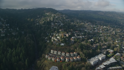 AX153_096.0000259F - Aerial stock photo of Houses in the Hillside neighborhood of Portland, Oregon