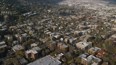 AX153_108.0000000F - Aerial stock photo of Apartment and office buildings in Northwest Portland, Oregon