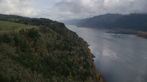 AX153_184.0000000F - Aerial stock photo of A view of the Columbia River Gorge in Oregon