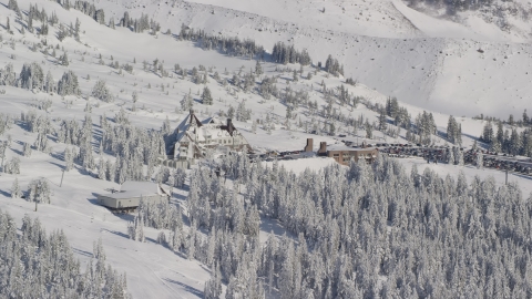 AX154_088.0000015F - Aerial stock photo of Timberline Ski Resort on Mount Hood, Oregon
