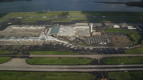 AX154_223.0000244F - Aerial stock photo of A view of Portland International Airport, Oregon