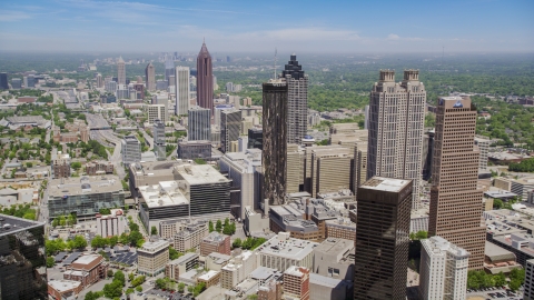 AX36_005.0000227F - Aerial stock photo of Downtown Atlanta skyscrapers and office buildings, Atlanta, Georgia