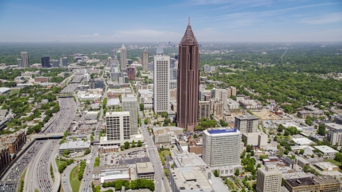 AX36_008.0000053F - Aerial stock photo of Bank of America Plaza, Midtown Atlanta, Georgia