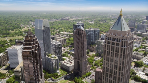 AX36_013.0000463F - Aerial stock photo of Skyscrapers, Midtown Atlanta, Georgia