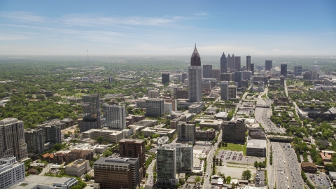 AX36_017.0000231F - Aerial stock photo of Midtown and Downtown skyscrapers, Atlanta, Georgia