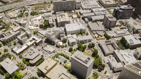 AX36_025.0000074F - Aerial stock photo of Office buildings around Hurt Park in Downtown Atlanta, Georgia