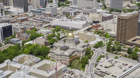 AX36_036.0000106F - Aerial stock photo of The Georgia State Capitol building in Downtown Atlanta, Georgia