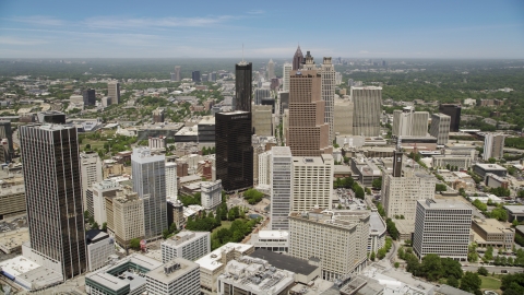 AX36_037.0000148F - Aerial stock photo of Georgia-Pacific Tower, Equitable Plaza, Downtown Atlanta, Georgia 