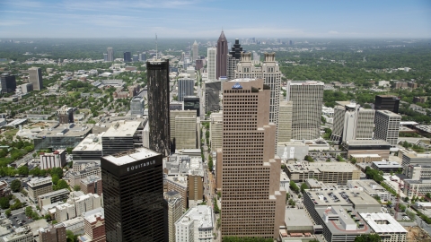 AX36_038.0000188F - Aerial stock photo of Skyscrapers in Downtown Atlanta, Georgia