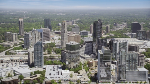 AX36_057.0000056F - Aerial stock photo of Buckhead skyscrapers and office buildings, Atlanta, Georgia