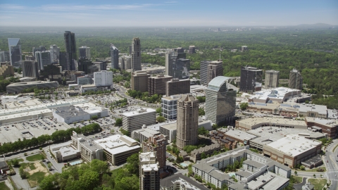 AX36_064.0000199F - Aerial stock photo of Office buildings and skyscrapers, Buckhead, Georgia