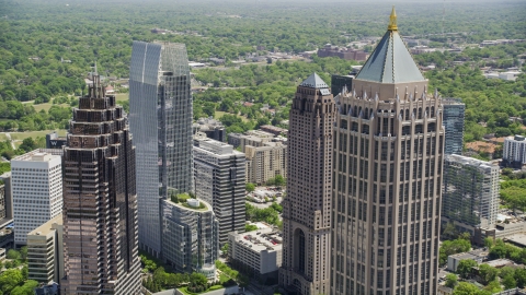 AX36_088.0000269F - Aerial stock photo of One Atlantic Center and Midtown Atlanta skyscrapers, Georgia