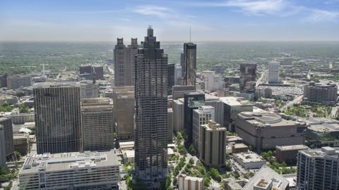 AX36_093.0000075F - Aerial stock photo of SunTrust Plaza, Downtown Atlanta, Georgia