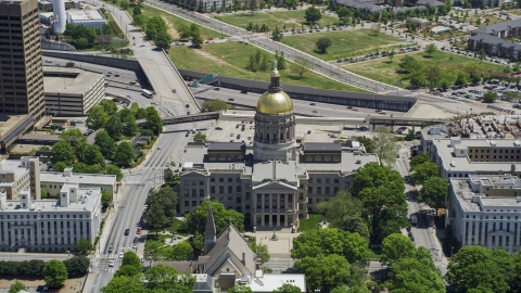 AX36_096.0000246F - Aerial stock photo of The Georgia State Capitol, Downtown Atlanta, Georgia 