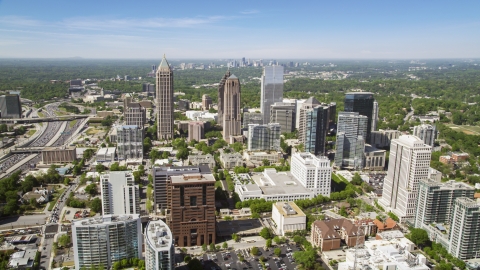 AX37_019.0000012F - Aerial stock photo of Midtown skyscrapers and buildings,  Atlanta, Georgia